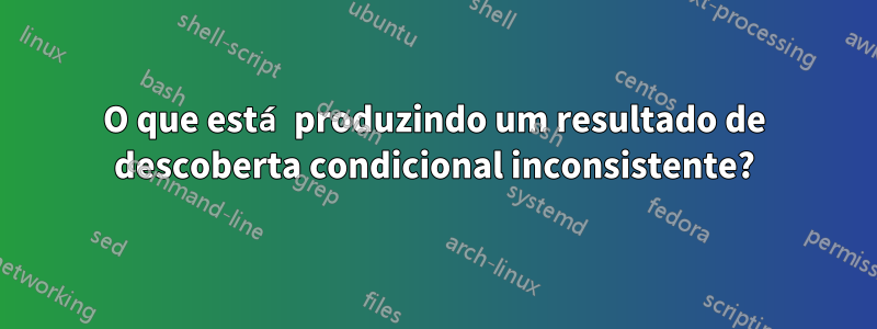 O que está produzindo um resultado de descoberta condicional inconsistente?