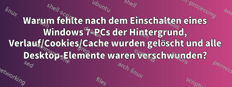 Warum fehlte nach dem Einschalten eines Windows 7-PCs der Hintergrund, Verlauf/Cookies/Cache wurden gelöscht und alle Desktop-Elemente waren verschwunden?