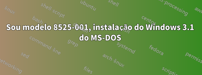 Sou modelo 8525-001, instalação do Windows 3.1 do MS-DOS