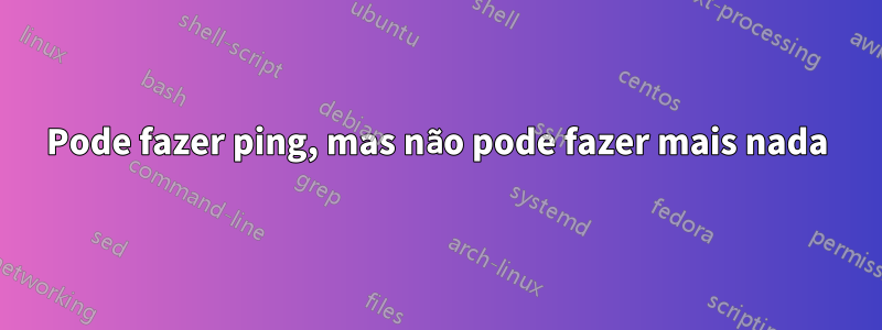 Pode fazer ping, mas não pode fazer mais nada