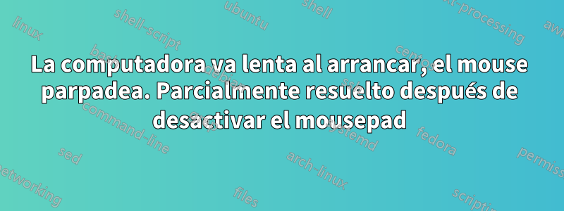 La computadora va lenta al arrancar, el mouse parpadea. Parcialmente resuelto después de desactivar el mousepad