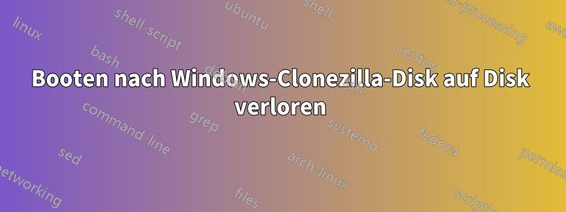 Booten nach Windows-Clonezilla-Disk auf Disk verloren
