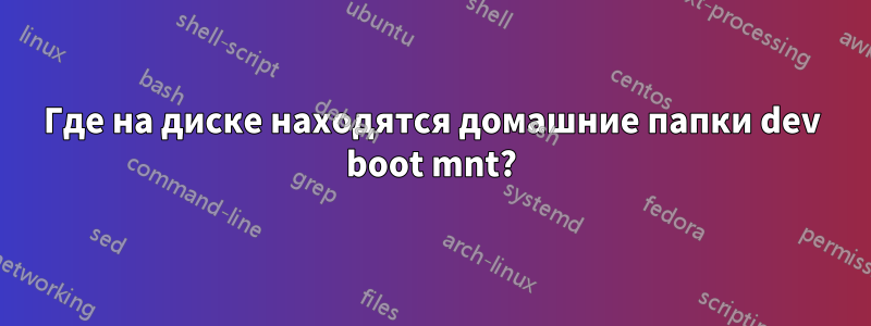 Где на диске находятся домашние папки dev boot mnt?