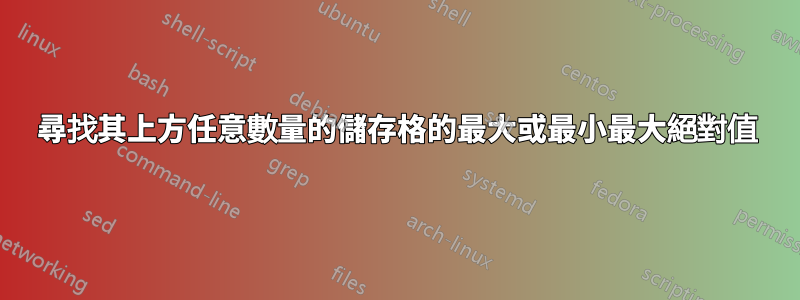 尋找其上方任意數量的儲存格的最大或最小最大絕對值