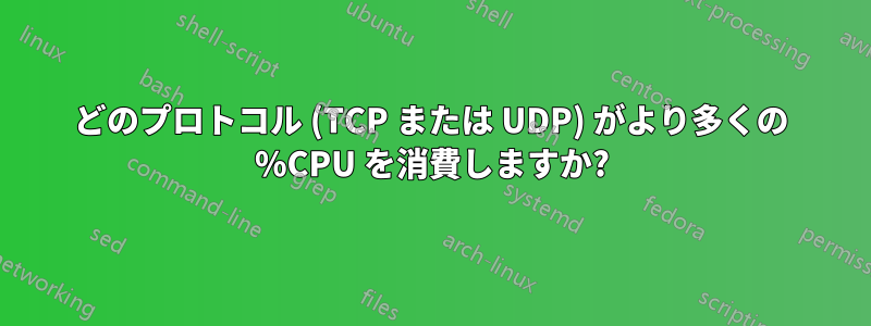 どのプロトコル (TCP または UDP) がより多くの %CPU を消費しますか?