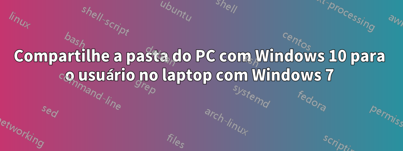 Compartilhe a pasta do PC com Windows 10 para o usuário no laptop com Windows 7