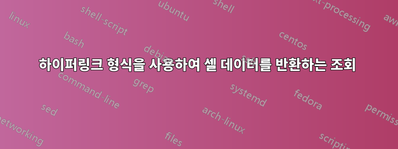 하이퍼링크 형식을 사용하여 셀 데이터를 반환하는 조회