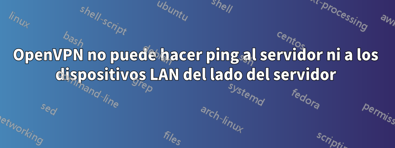 OpenVPN no puede hacer ping al servidor ni a los dispositivos LAN del lado del servidor