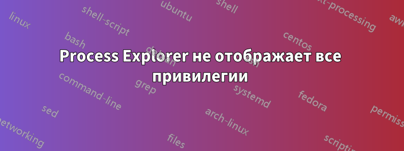 Process Explorer не отображает все привилегии