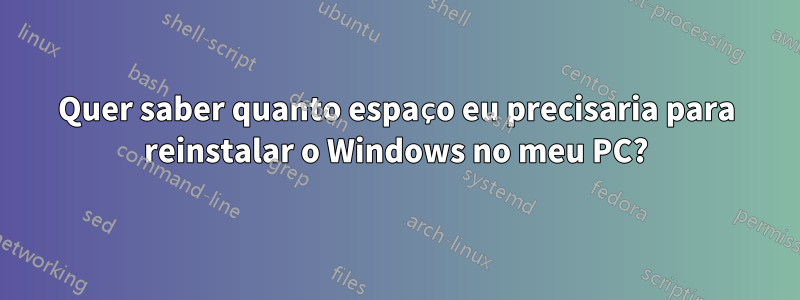 Quer saber quanto espaço eu precisaria para reinstalar o Windows no meu PC?