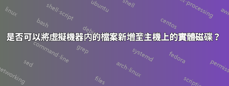 是否可以將虛擬機器內的檔案新增至主機上的實體磁碟？