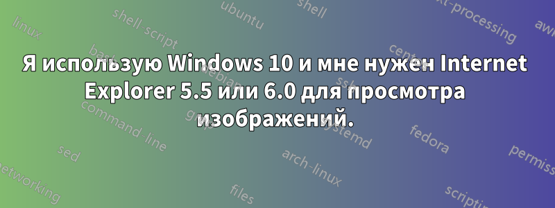 Я использую Windows 10 и мне нужен Internet Explorer 5.5 или 6.0 для просмотра изображений.