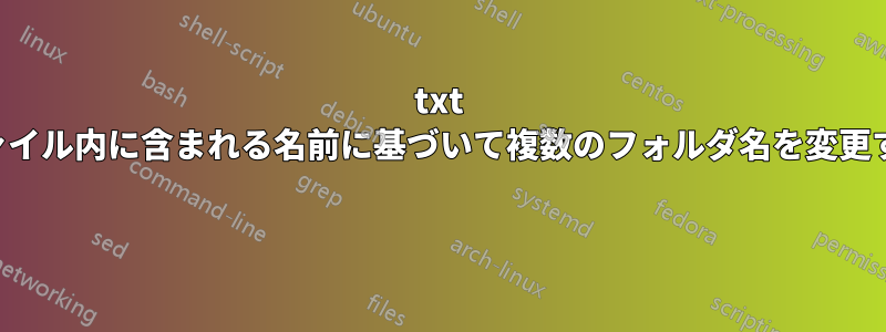 txt ファイル内に含まれる名前に基づいて複数のフォルダ名を変更する 