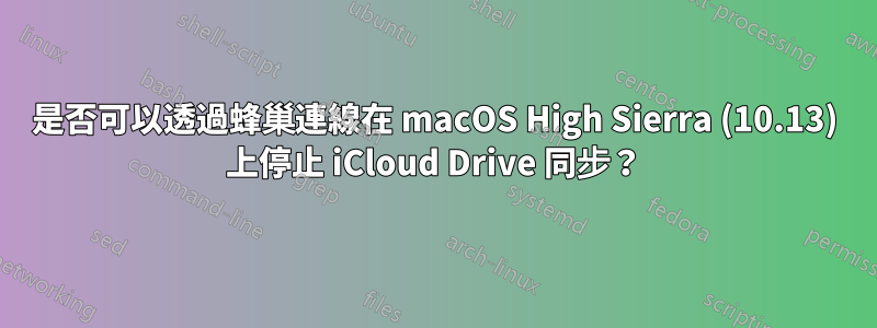 是否可以透過蜂巢連線在 macOS High Sierra (10.13) 上停止 iCloud Drive 同步？