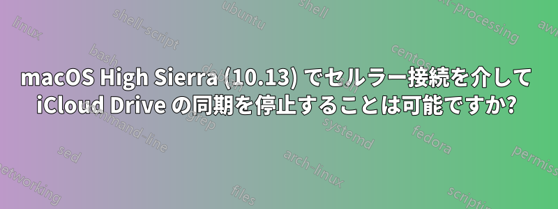 macOS High Sierra (10.13) でセルラー接続を介して iCloud Drive の同期を停止することは可能ですか?