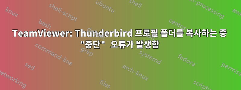 TeamViewer: Thunderbird 프로필 폴더를 복사하는 중 "중단" 오류가 발생함