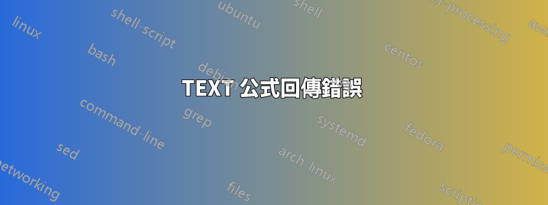 TEXT 公式回傳錯誤