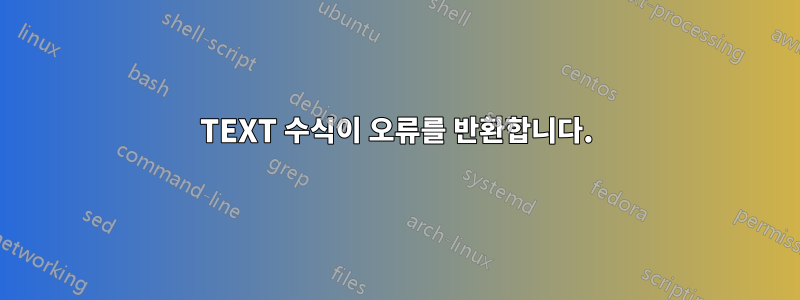 TEXT 수식이 오류를 반환합니다.