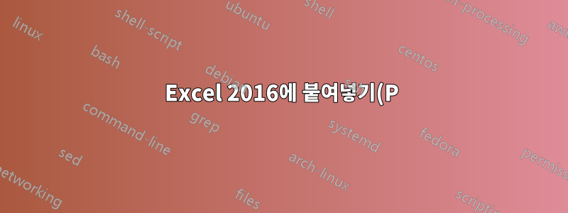 Excel 2016에 붙여넣기(P) 옵션이 없습니다.