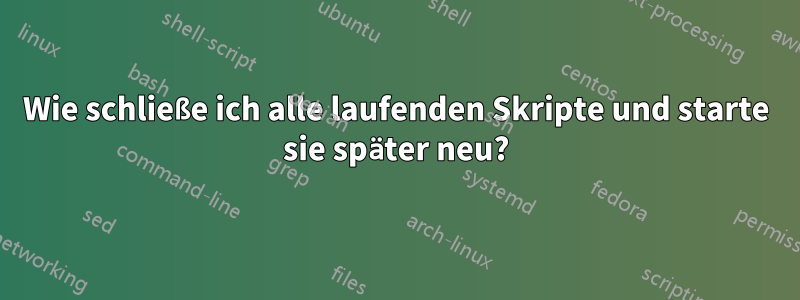 Wie schließe ich alle laufenden Skripte und starte sie später neu?