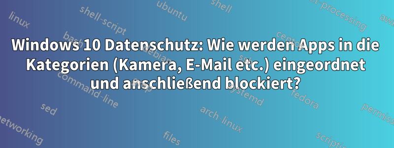 Windows 10 Datenschutz: Wie werden Apps in die Kategorien (Kamera, E-Mail etc.) eingeordnet und anschließend blockiert?