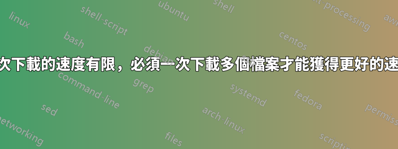 每次下載的速度有限,必須一次下載多個檔案才能獲得更好的速度
