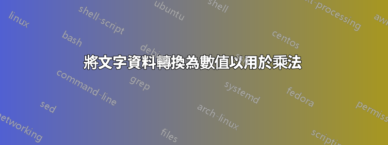 將文字資料轉換為數值以用於乘法
