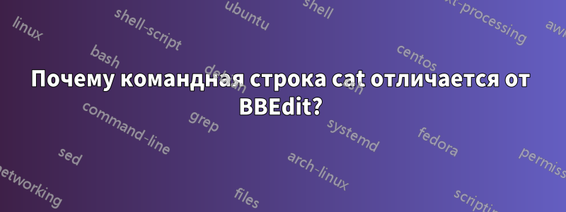 Почему командная строка cat отличается от BBEdit?