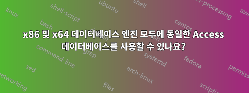 x86 및 x64 데이터베이스 엔진 모두에 동일한 Access 데이터베이스를 사용할 수 있나요?