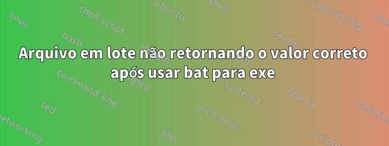Arquivo em lote não retornando o valor correto após usar bat para exe
