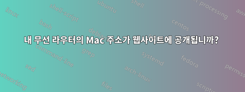 내 무선 라우터의 Mac 주소가 웹사이트에 공개됩니까?