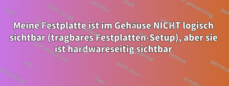 Meine Festplatte ist im Gehäuse NICHT logisch sichtbar (tragbares Festplatten-Setup), aber sie ist hardwareseitig sichtbar