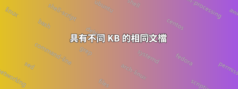 具有不同 KB 的相同文檔