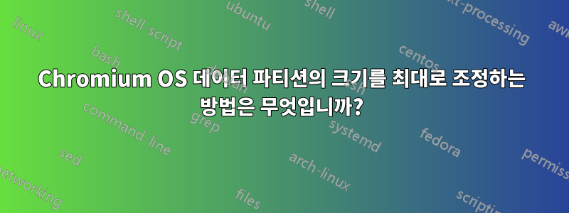 Chromium OS 데이터 파티션의 크기를 최대로 조정하는 방법은 무엇입니까?