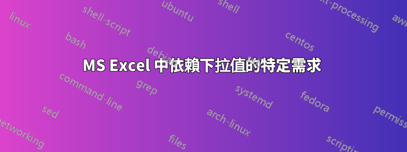 MS Excel 中依賴下拉值的特定需求