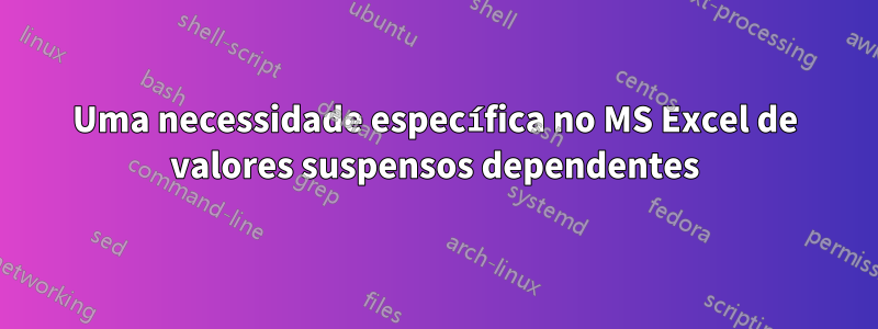 Uma necessidade específica no MS Excel de valores suspensos dependentes