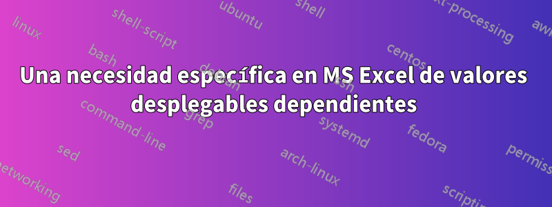 Una necesidad específica en MS Excel de valores desplegables dependientes
