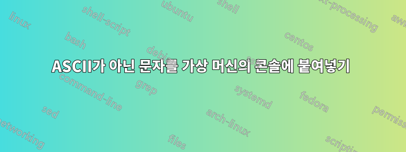 ASCII가 아닌 문자를 가상 머신의 콘솔에 붙여넣기
