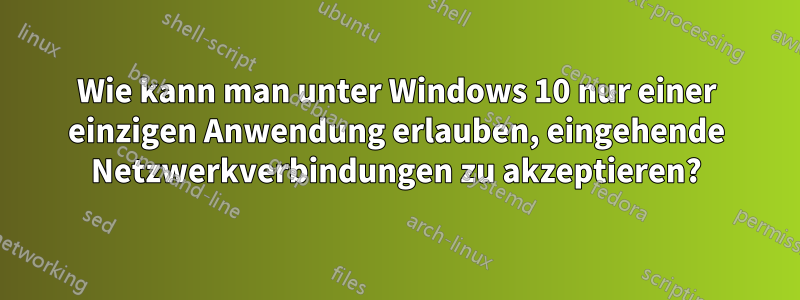 Wie kann man unter Windows 10 nur einer einzigen Anwendung erlauben, eingehende Netzwerkverbindungen zu akzeptieren?