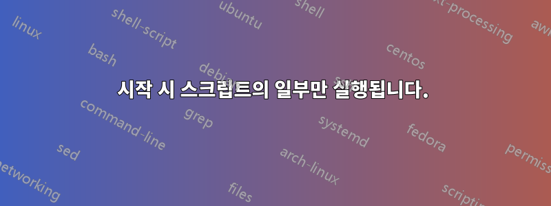 시작 시 스크립트의 일부만 실행됩니다.