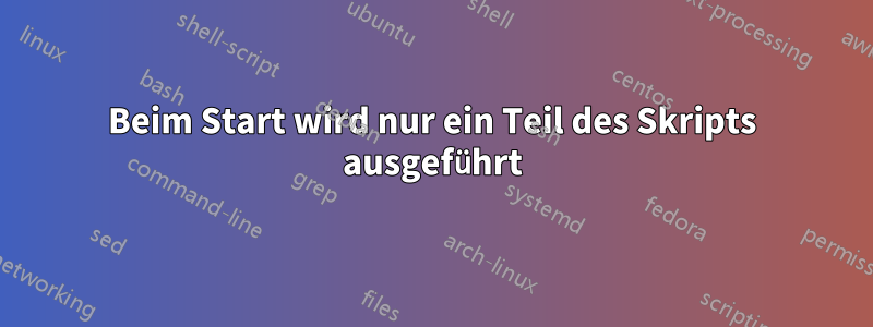 Beim Start wird nur ein Teil des Skripts ausgeführt
