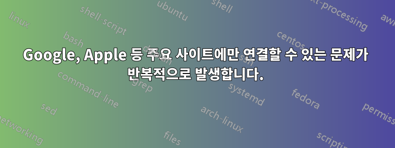 Google, Apple 등 주요 사이트에만 연결할 수 있는 문제가 반복적으로 발생합니다.