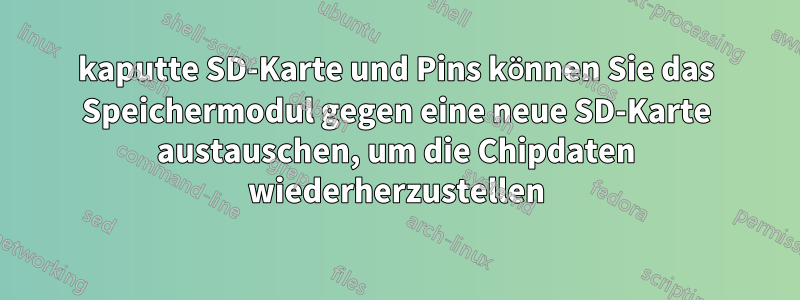 kaputte SD-Karte und Pins können Sie das Speichermodul gegen eine neue SD-Karte austauschen, um die Chipdaten wiederherzustellen