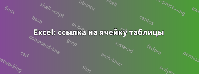 Excel: ссылка на ячейку таблицы