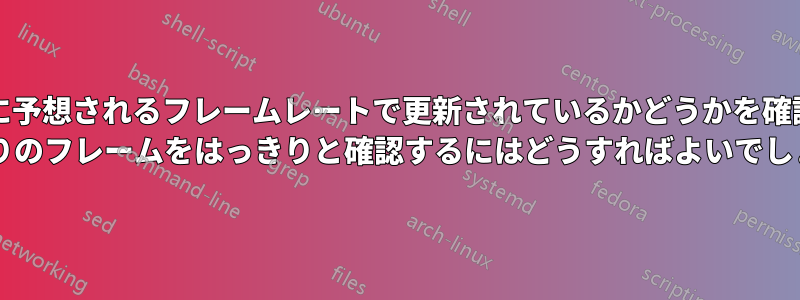 モニターが実際に予想されるフレームレートで更新されているかどうかを確認するために、1 秒あたりのフレームをはっきりと確認するにはどうすればよいでしょうか?