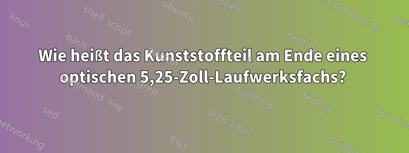 Wie heißt das Kunststoffteil am Ende eines optischen 5,25-Zoll-Laufwerksfachs?