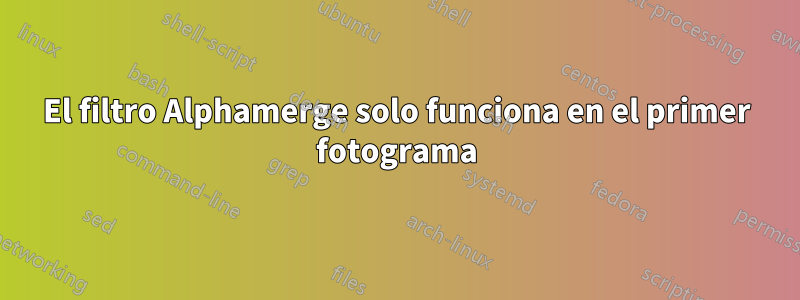 El filtro Alphamerge solo funciona en el primer fotograma