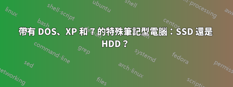 帶有 DOS、XP 和 7 的特殊筆記型電腦：SSD 還是 HDD？