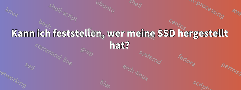 Kann ich feststellen, wer meine SSD hergestellt hat?