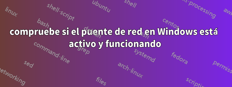 compruebe si el puente de red en Windows está activo y funcionando